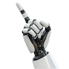 Mano robótica apuntando hacia arriba